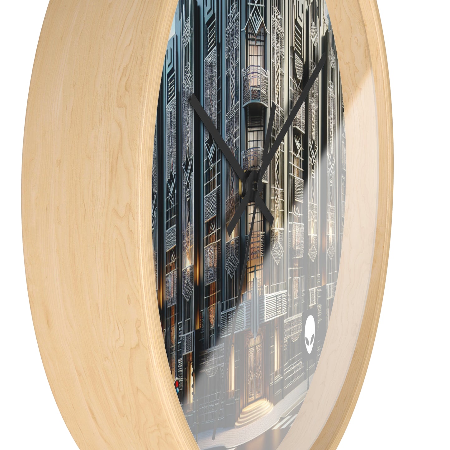 "Illuminating Elegance: An Art Deco City Street" - The Alien Wall Clock Art Deco Style