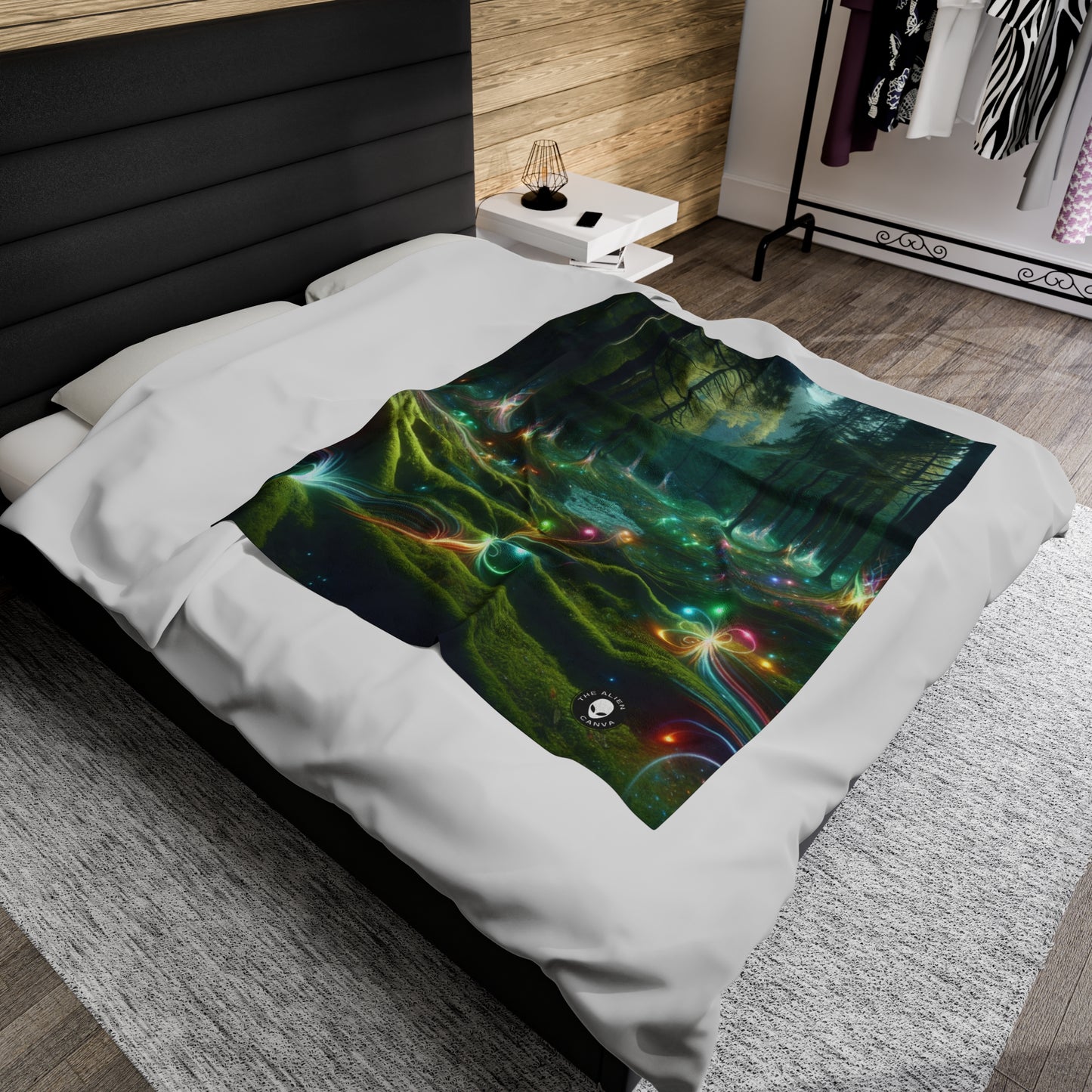 - Crystal-Enchanted Forest: A Tapestry of Light - The Alien Velveteen Plush Blanket