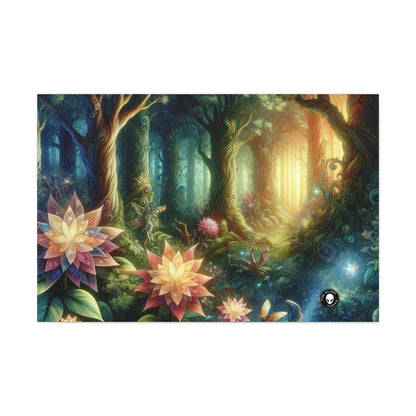 Forêt enchantée : fleurs lumineuses et êtres mystiques - The Alien Canva