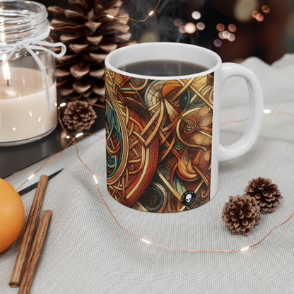 "Fils métamorphiques : Exploration de la transformation à travers l'art des nœuds celtiques" - La tasse en céramique Alien 11oz Art celtique