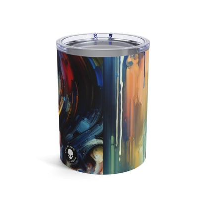 "City Lights: A Neo-Expressionist Ode to Urban Chaos" - The Alien Tumbler 10oz Neo-Expressionism