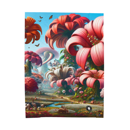 « Jardin fantaisiste : grandes fleurs et petites créatures » - La couverture en peluche Alien Velveteen