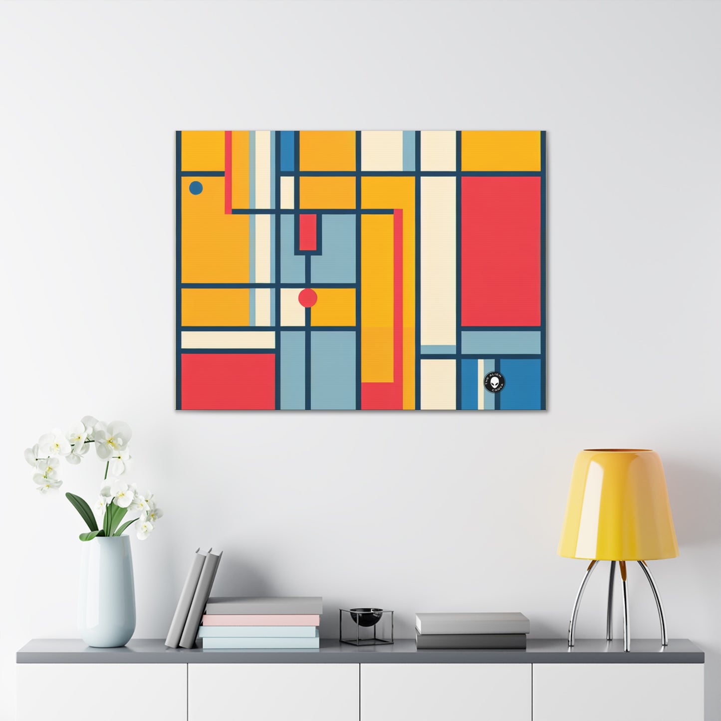 "De Stijl Grid: una composición de color minimalista" - The Alien Canva De Stijl