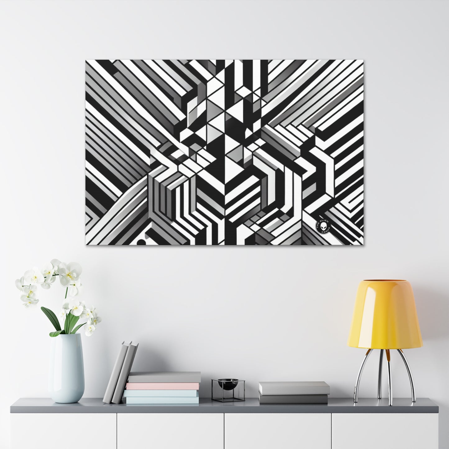 "Perception in Motion: A Mind-Bending Op Art Masterpiece" - The Alien Canva Op Art