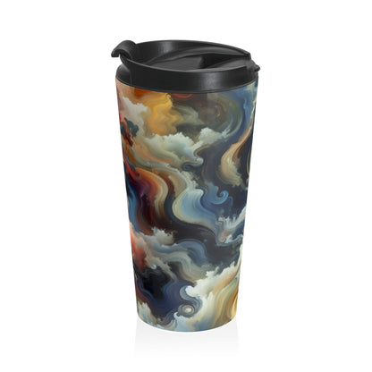 "Chaotic Balance: A Universe of Color" - The Alien Stainless Steel Travel Mug Abstract Art Style