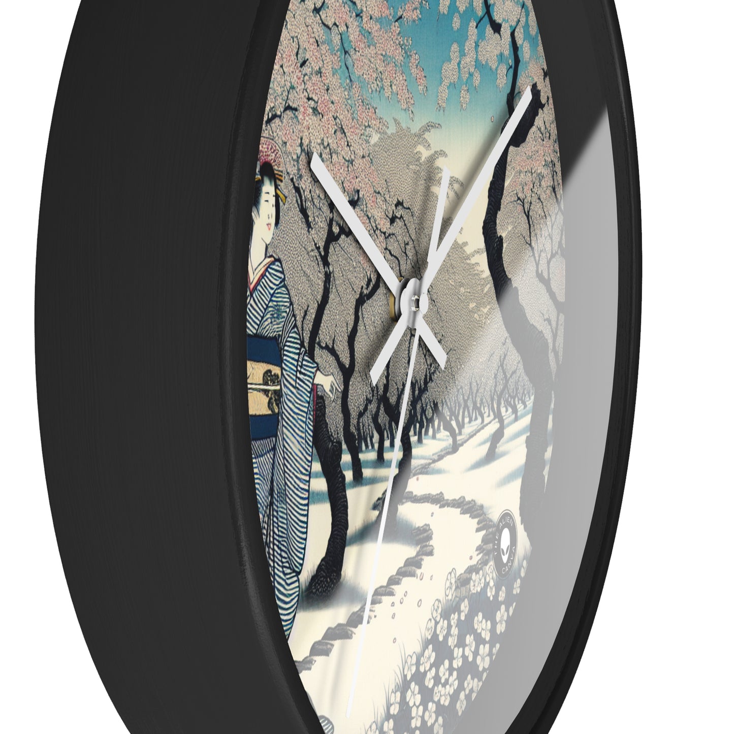 "Blossoming Sky" - The Alien Wall Clock Ukiyo-e (Japanese Woodblock Printing)