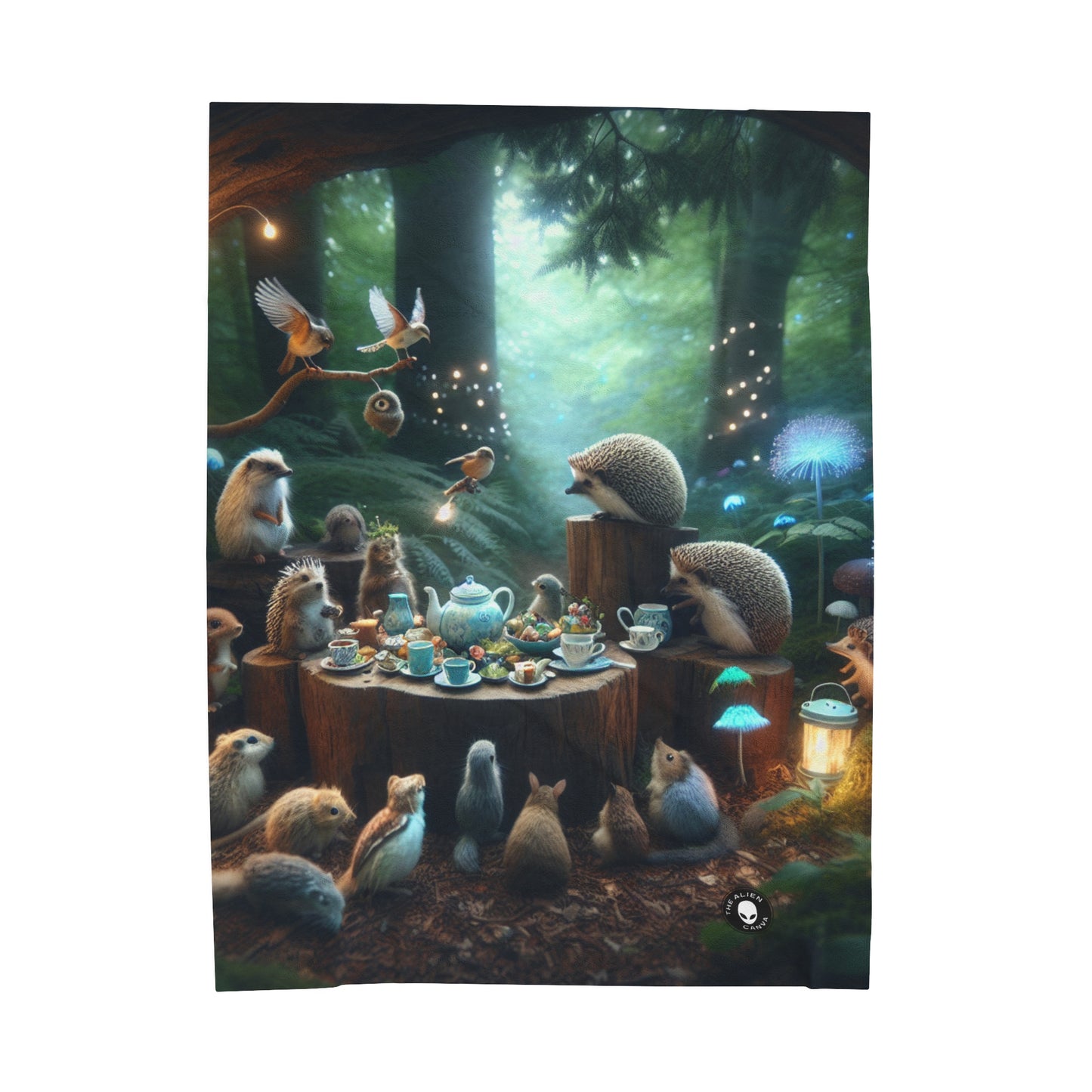 "Enchanted Tea Time: A Magical Forest Gathering" - The Alien Velveteen Plush Blanket