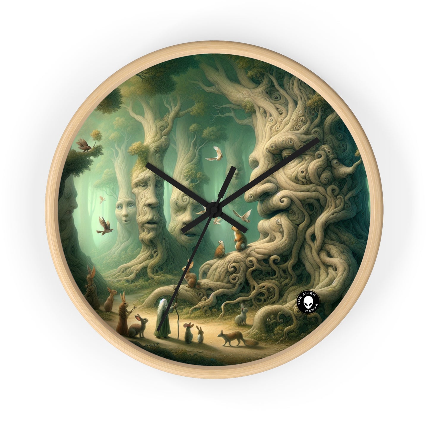 "Enchanted Whispering Forest" - The Alien Wall Clock