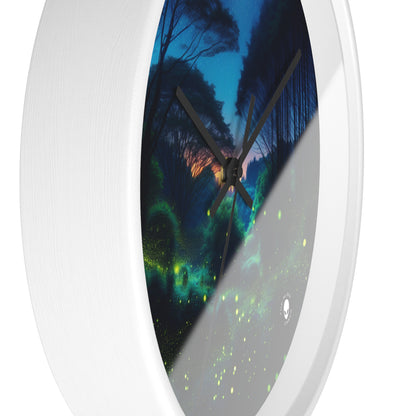 "Enchanted Night: Fireflies in the Forest" - The Alien Wall Clock