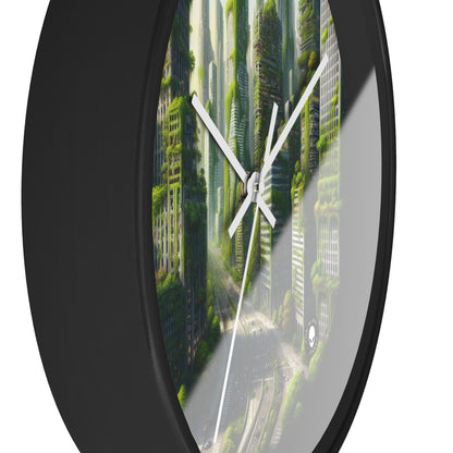 "Nature's Resurgence: A Futuristic Cityscape" - The Alien Wall Clock