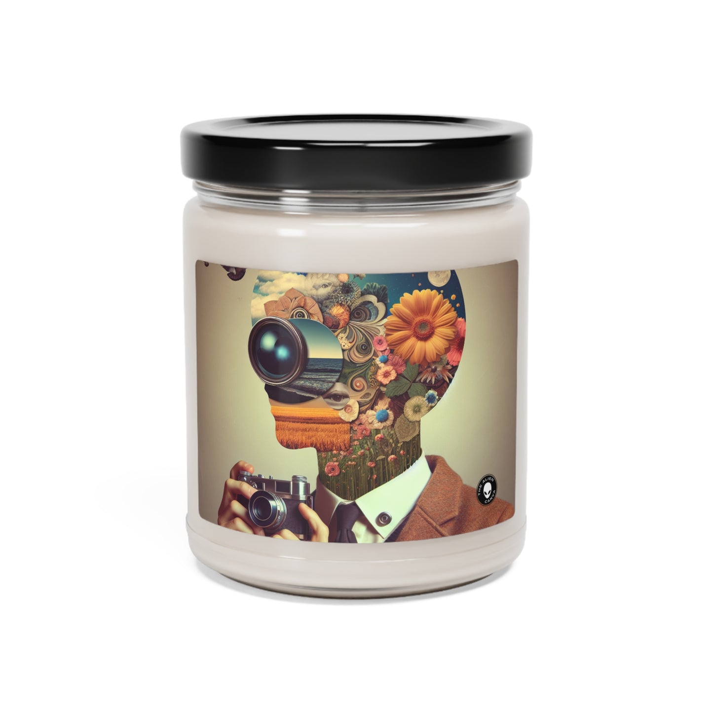 "Nature-Tech Fusion: A Photomontage Exploration" - The Alien Scented Soy Candle 9oz Photomontage