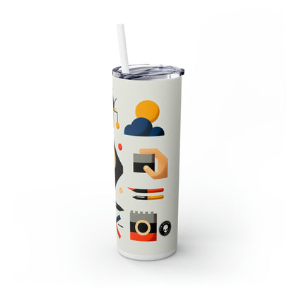 "Tranquil Geometry: Minimalist Landscape Art" - The Alien Maars® Skinny Tumbler with Straw 20oz Minimalist Art