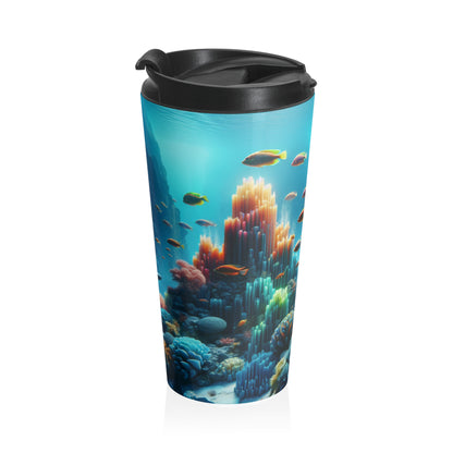 "Neon Reef: A Surreal Underwater Symphony" - The Alien Stainless Steel Travel Mug