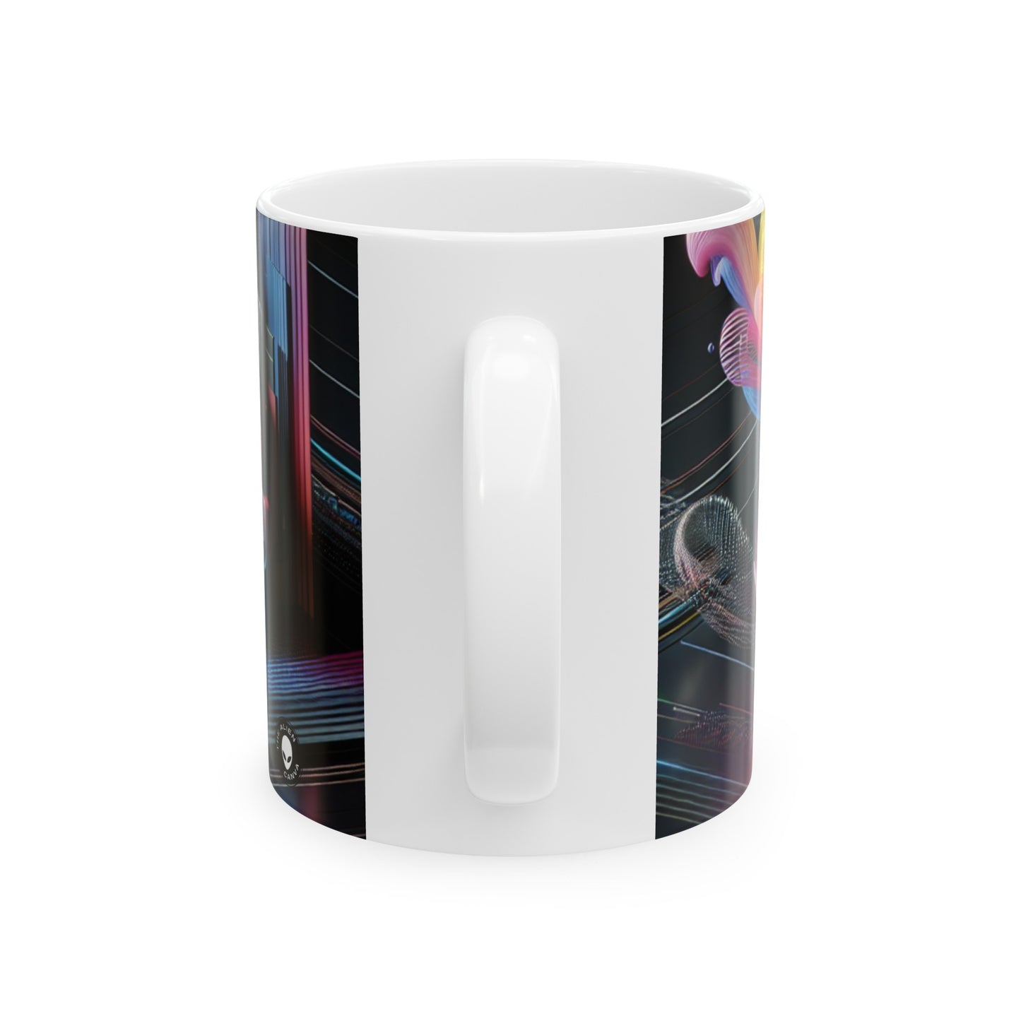 "Noches de neón: un sueño urbano futurista" - Taza de cerámica The Alien, arte digital de 11 oz