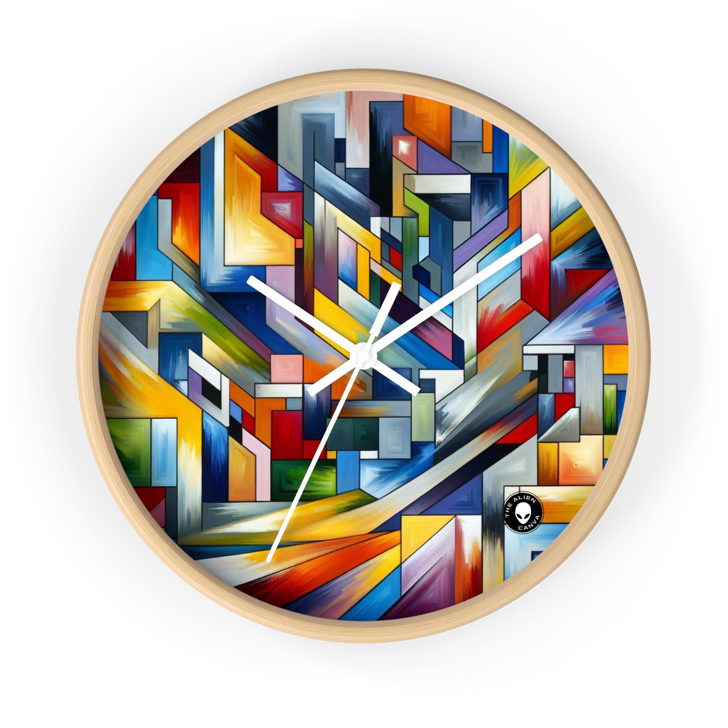 "City Pulse: A Vibrant Nighttime Geometric Journey" - The Alien Wall Clock Hard-edge Painting