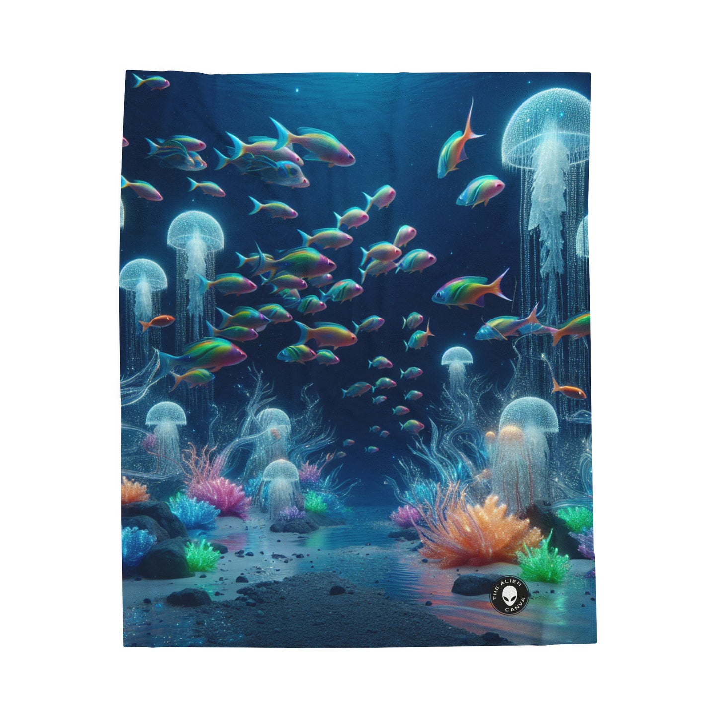 "Neon Dreams: The Underwater Wonderland" - The Alien Velveteen Plush Blanket