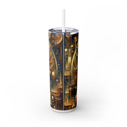 "Unity in Vibrant Harmony: An Abstract Metaphysical Exploration" - The Alien Maars® Skinny Tumbler with Straw 20oz Metaphysical Art