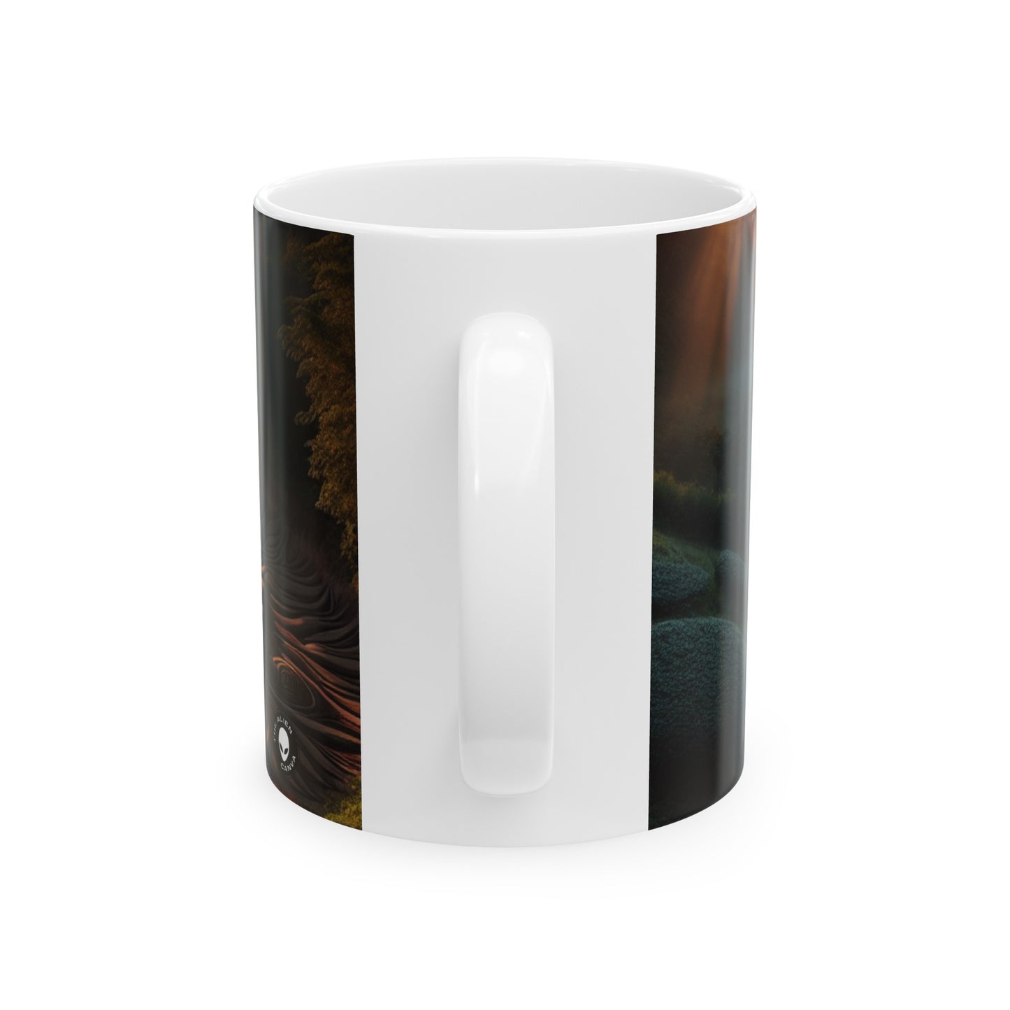 "Tapisserie de la Nature : Installation d'Art Géométrique Harmonieuse" - The Alien Mug en Céramique 11oz Land Art