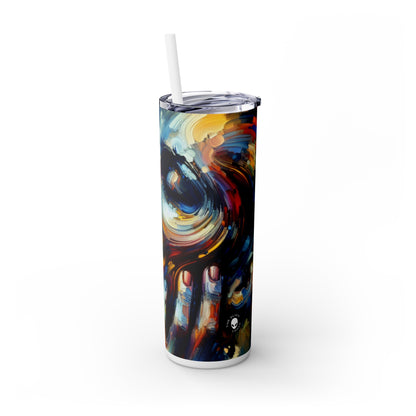 "City Lights: A Neo-Expressionist Ode to Urban Chaos" - The Alien Maars® Skinny Tumbler with Straw 20oz Neo-Expressionism