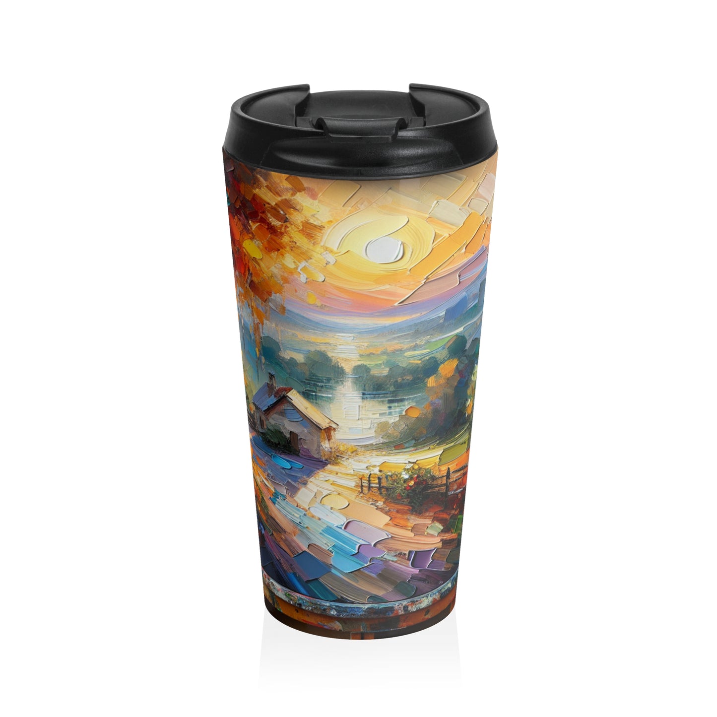 "Market Vibrance: A Post-Impressionist Perspective" - The Alien Stainless Steel Travel Mug Post-Impressionism