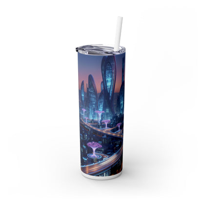 « La ville de demain : nature et technologie entrelacées » - Le verre fin Alien Maars® avec paille 20 oz