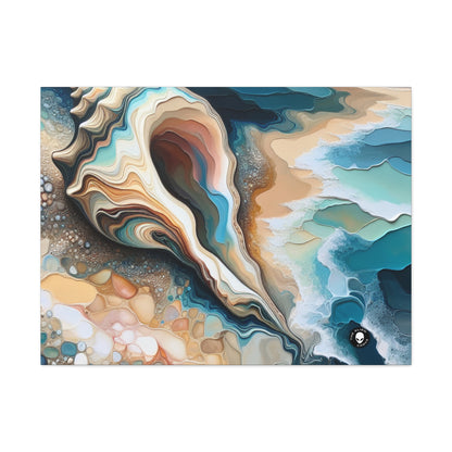 "Una vista de la playa a través de una concha marina" - The Alien Canva Acrylic Pouring