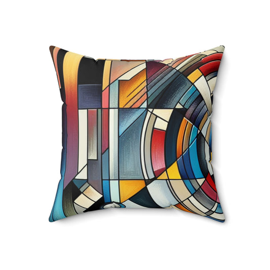 "City Lights: Geometric Nightfall"- The Alien Spun Polyester Square Pillow Geometric Abstraction