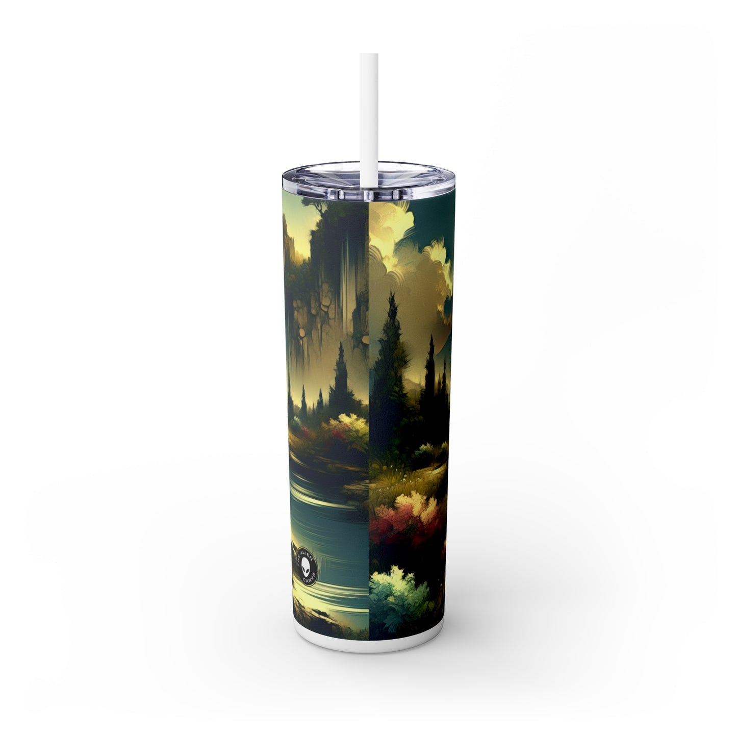 « Toile de la nature : une installation saisonnière de Land Art » - The Alien Maars® Skinny Tumbler avec paille 20oz Land Art