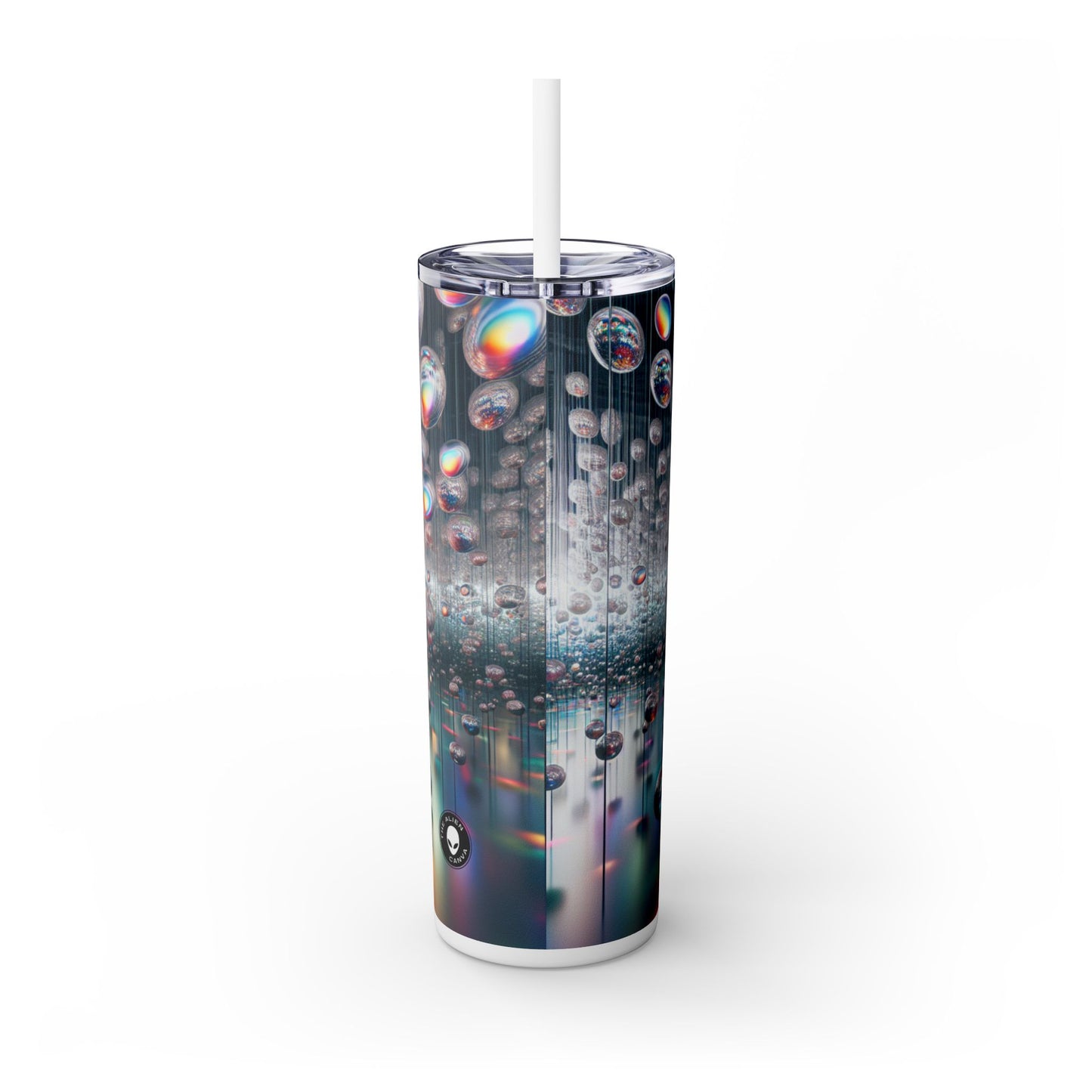 "Étreinte éphémère : une installation intemporelle" - The Alien Maars® Skinny Tumbler with Straw 20oz Art d'installation