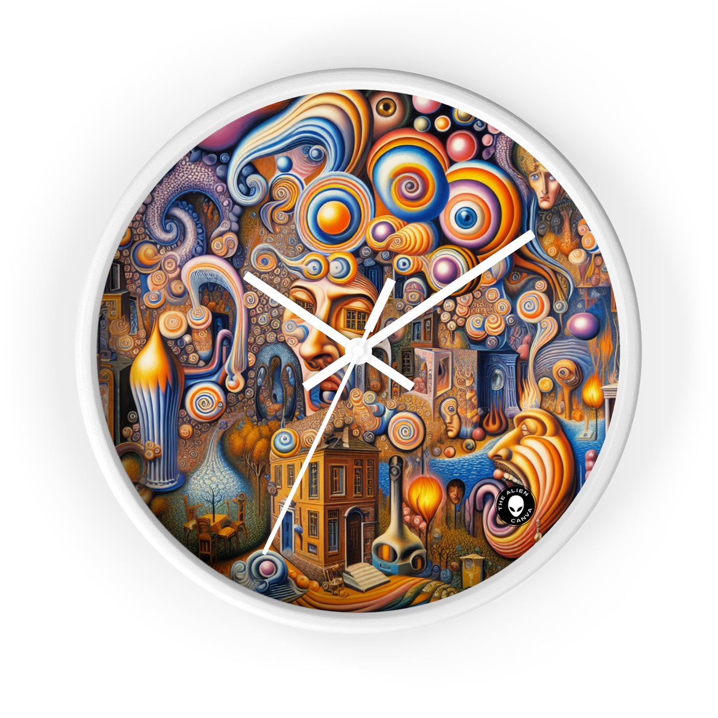 "Melted Time: A Whimsical Dance of Dreams" - The Alien Wall Clock Surrealism