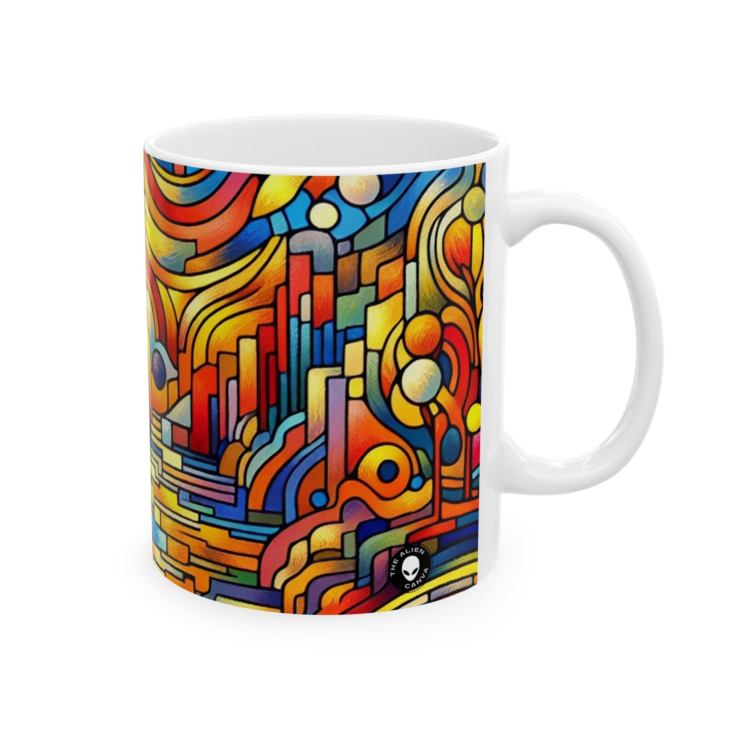 Paisajes nocturnos de neón: un paisaje urbano fauvista - La taza de cerámica alienígena 11oz Fauvismo