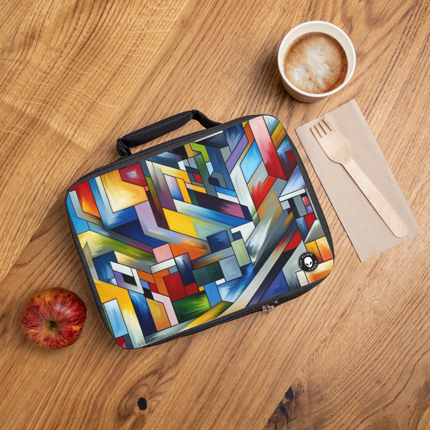 "City Pulse: A Vibrant Nighttime Geometric Journey"- The Alien Lunch Bag Hard-edge Painting