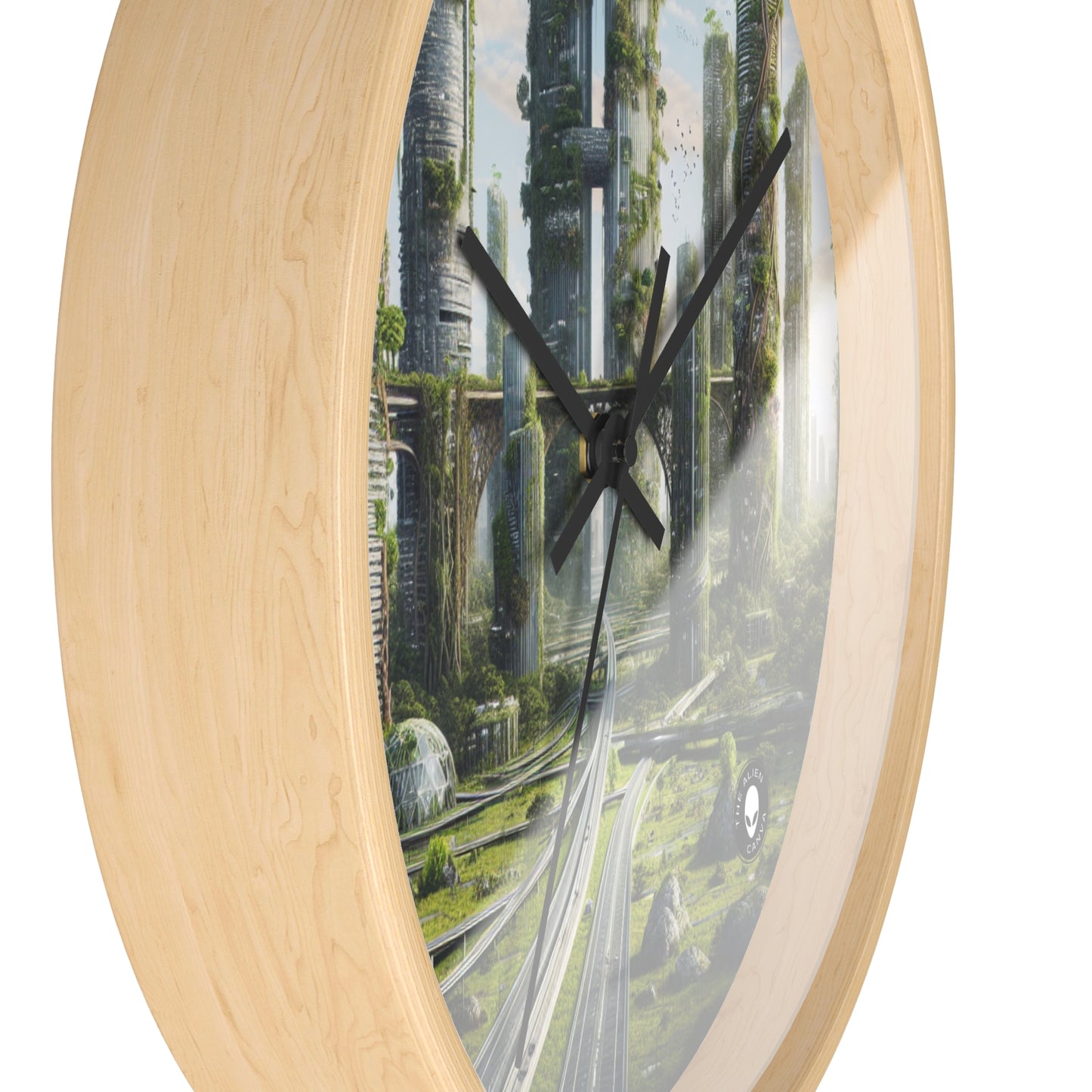 "Nature's Reclamation: A Futuristic Cityscape" - The Alien Wall Clock