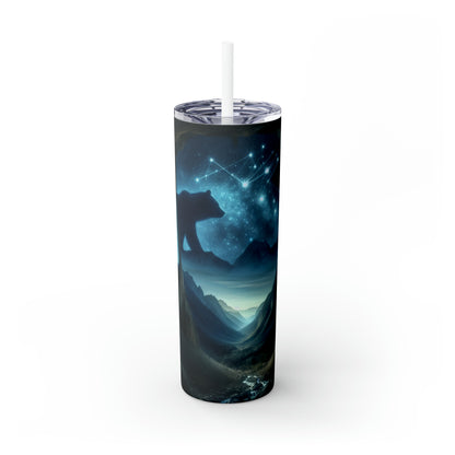 « L’ours et l’équilibre cosmique » - The Alien Maars® Skinny Tumbler avec paille 20oz Cave Painting Style