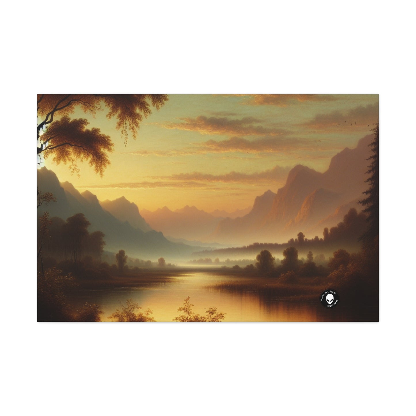 "Matin brumeux : tonalisme serein sur un lac tranquille" - The Alien Canva Tonalism