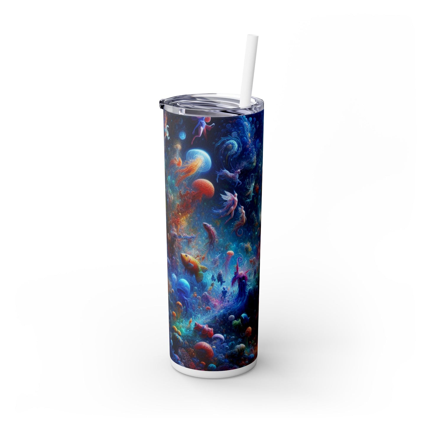 "Glowing Coral Dance Party" - The Alien Maars® Skinny Tumbler with Straw 20oz