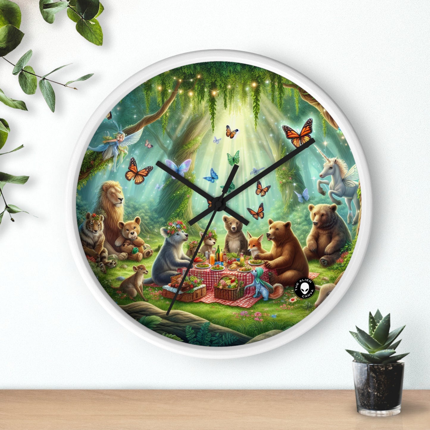 "Pique-nique dans la forêt enchantée" - L'horloge murale extraterrestre