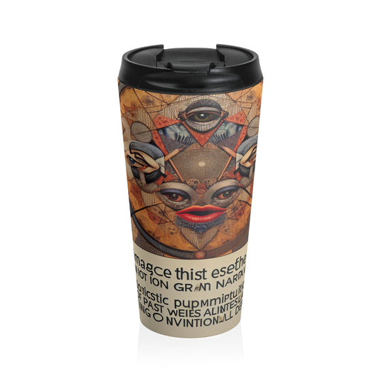 "Digital Chaos: A Postmodern Collage" - The Alien Stainless Steel Travel Mug Postmodern Art