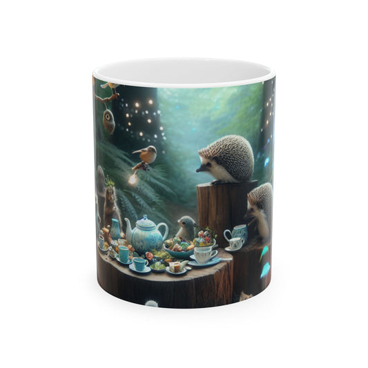 « L'heure du thé enchantée : un rassemblement dans la forêt magique » - La tasse en céramique Alien 11oz