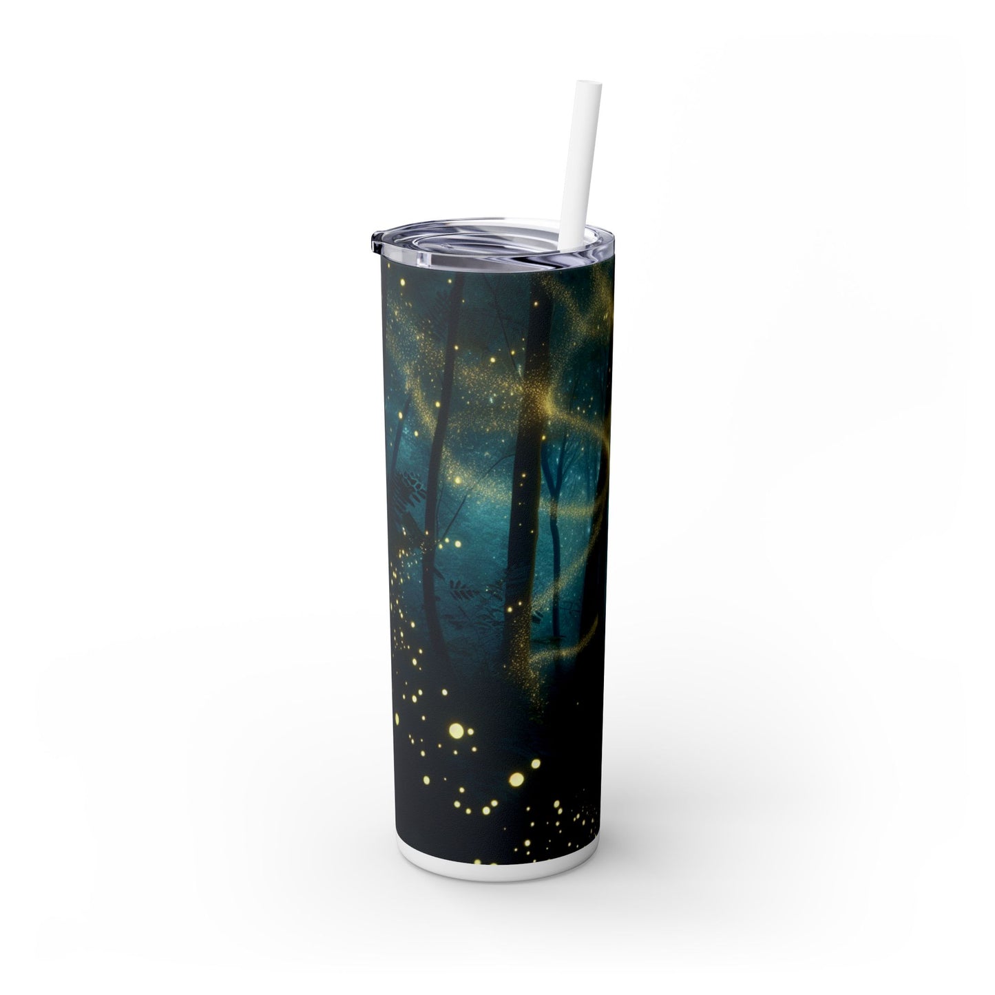 "Enchanted Forest: Firefly Dance" - The Alien Maars® Skinny Tumbler with Straw 20oz