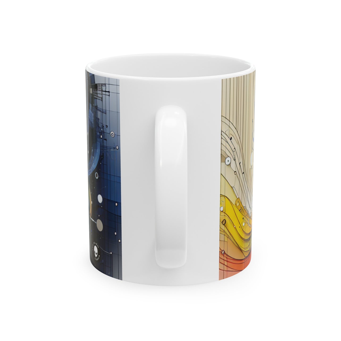 "Urban Chaos: A Neo-Expressionist Cityscape" - The Alien Ceramic Mug 11oz Neo-Expressionism