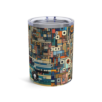 "Neon Nights: Art Brut Reflection of Urban Chaos" - The Alien Tumbler 10oz Art Brut