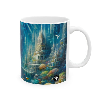 Taza de cerámica "Ciudad submarina encantada" - El extraterrestre 11oz