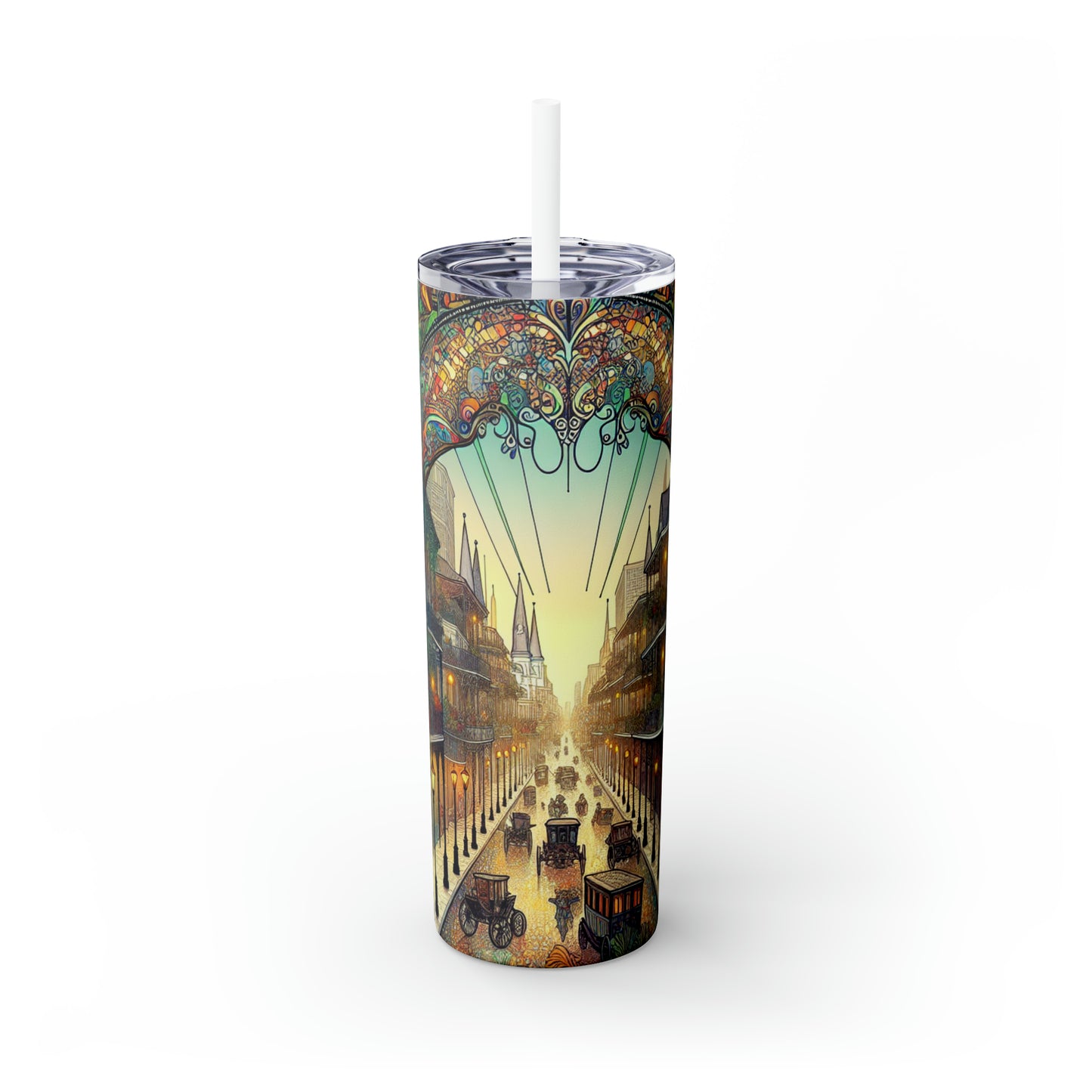 "Vivid Splendor: A Picture of New Orleans's French Quarter" - The Alien Maars® Skinny Tumbler avec paille 20oz Style Art Nouveau