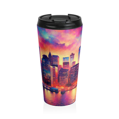 Hidden Oasis: A Spontaneous Impressionism Masterpiece in Vibrant Hues - The Alien Stainless Steel Travel Mug Impressionism