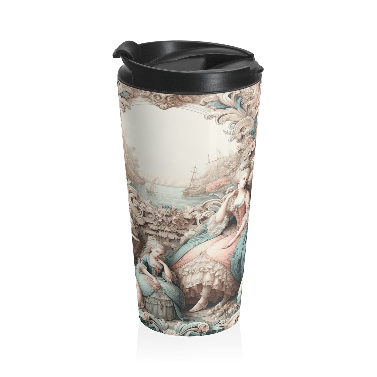 "Enchantment in Pastel Gardens: Rococo Fairy Princess" - The Alien Stainless Steel Travel Mug Rococo