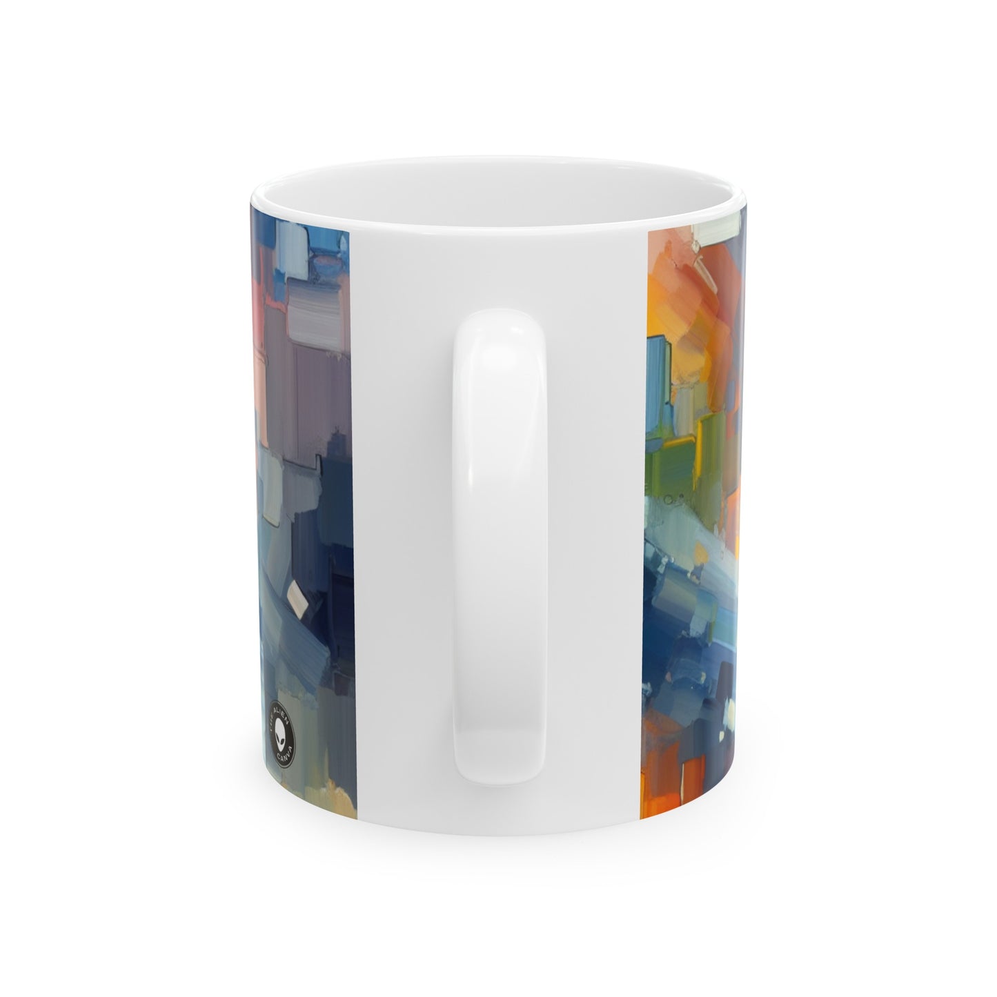 "Atardecer tranquilo: una pintura de campo de color pastel suave" - ​​La taza de cerámica alienígena Pintura de campo de color de 11 oz