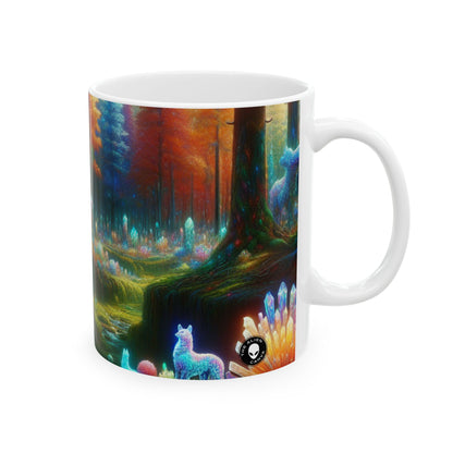 "Crystal Grove: Un bosque de cuento de hadas" - Taza de cerámica alienígena de 11 oz