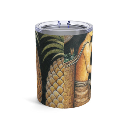 « Récolte d'ananas » - Le style de peinture rupestre Alien Tumbler 10oz