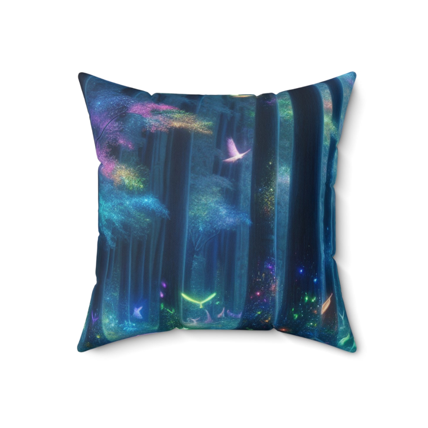 "Enchanted Rainbow Forest"- The Alien Spun Polyester Square Pillow